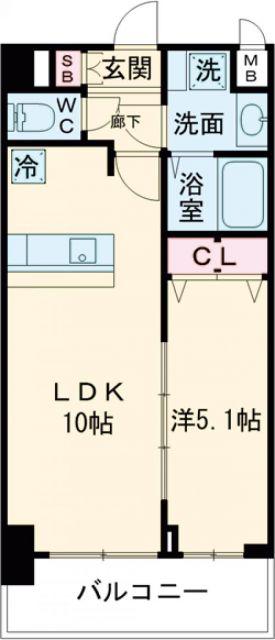 プレサンス兵庫ヴィアーレ(1LDK/8階)の間取り写真