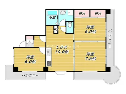 グランディール東山(3LDK/4階)の間取り写真
