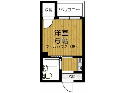 ヴィラ平成(ワンルーム/2階)の間取り写真