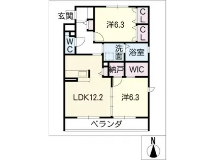 ブルーアジュールN(2LDK/3階)の間取り写真