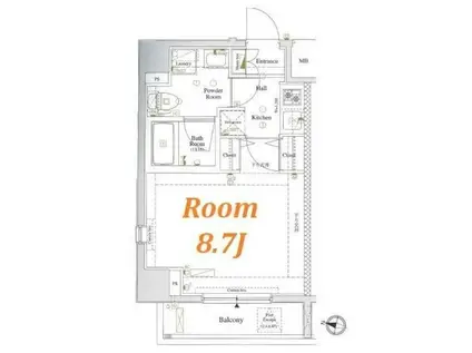 プレセダンヒルズ王子神谷駅前(1K/8階)の間取り写真