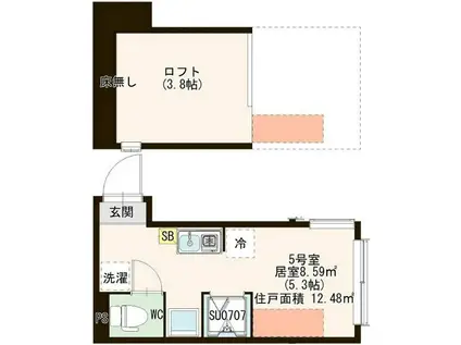 ハーモニーテラス東葛西(ワンルーム/1階)の間取り写真