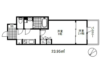 神戸元町ノア(2K/5階)の間取り写真