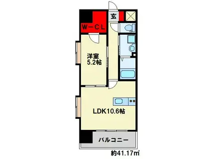 アクシオ北九州(1LDK/13階)の間取り写真