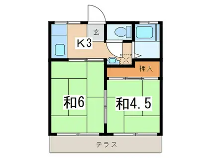 ハイツびんご(2K/1階)の間取り写真
