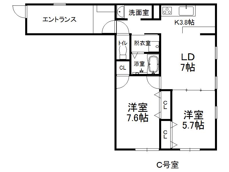 アダージオ池田(2DK/2階)の間取り写真