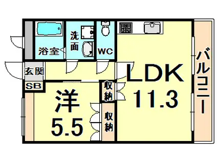 コスモファントム(1LDK/1階)の間取り写真
