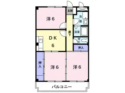 ハピネス坂口(3DK/3階)の間取り写真