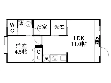 LAND新田東(1LDK/1階)の間取り写真