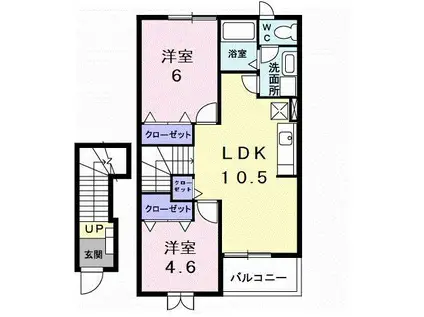 セントラルガーデン(2LDK/2階)の間取り写真