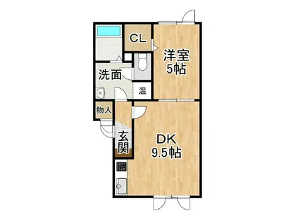 ETERNAL I(1DK/2階)の間取り写真