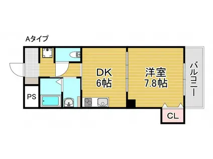 アール26(1DK/7階)の間取り写真