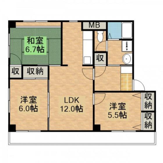 マルセンビル(3LDK/4階)の間取り写真