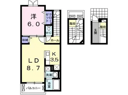 ポスタリティ・ハイツ(1LDK/3階)の間取り写真