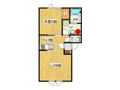 ユニバーサルハイツ(1LDK/1階)の間取り写真