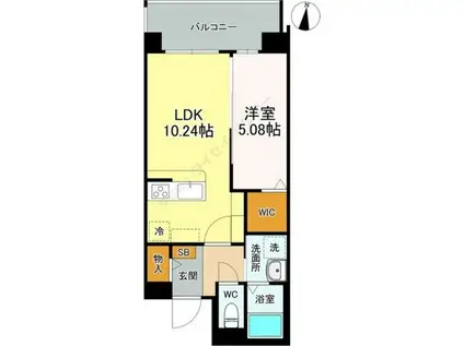 LIBTH桑園(1LDK/4階)の間取り写真