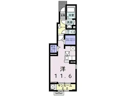 フェリズ(ワンルーム/1階)の間取り写真