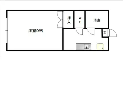 コーポカトレア(1K/2階)の間取り写真