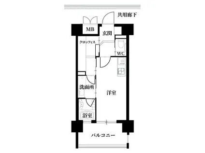 IN SHAPE港(ワンルーム/12階)の間取り写真