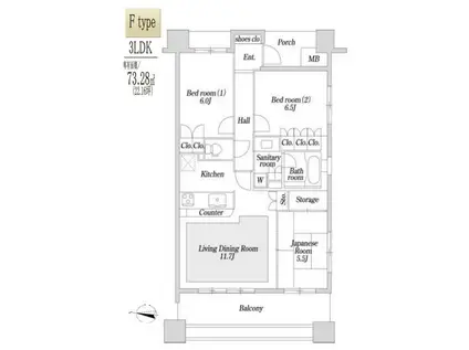 KDX志村坂上レジデンス(3LDK/8階)の間取り写真