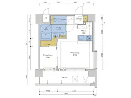 メゾン・ド・ルピナス I(ワンルーム/1階)の間取り写真