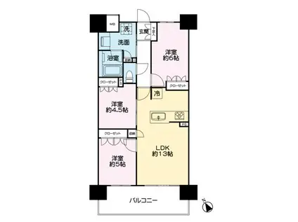 グランカーサ住吉II(1LDK/9階)の間取り写真