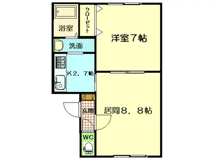 リバティ泉(1LDK/3階)の間取り写真