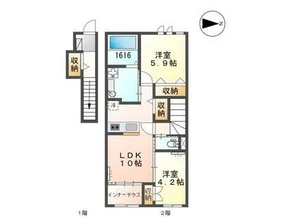 トワ・フィーユII(2LDK/2階)の間取り写真