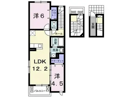 プラスワン神明B(2LDK/3階)の間取り写真