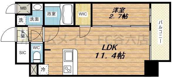 アプリーレ中之島(1LDK/7階)の間取り写真