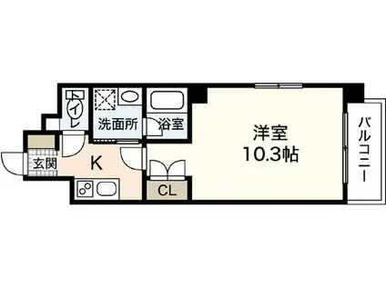 プランドール西観音(1K/9階)の間取り写真