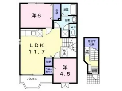 ラフレシールMIZUKI A棟(2LDK/2階)の間取り写真