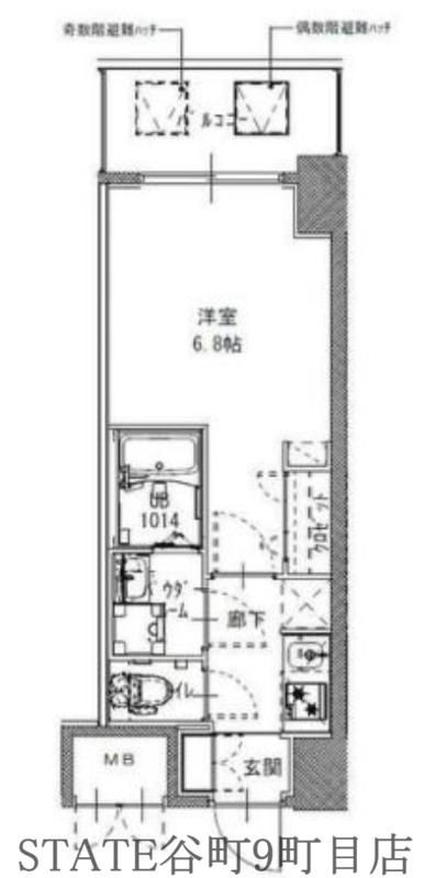 S-RESIDENCE難波大国町UNO(1K/14階)の間取り写真