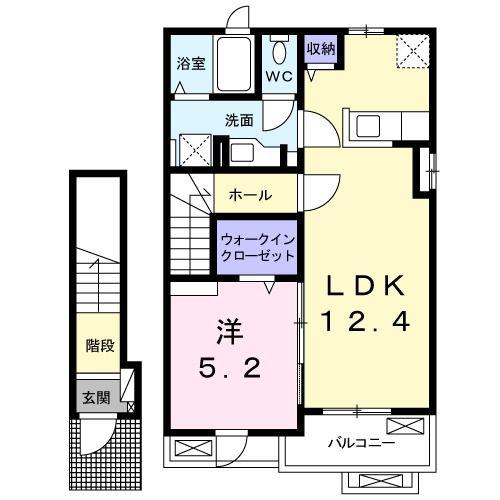 アイティヴィレッジII(1LDK/2階)の間取り写真