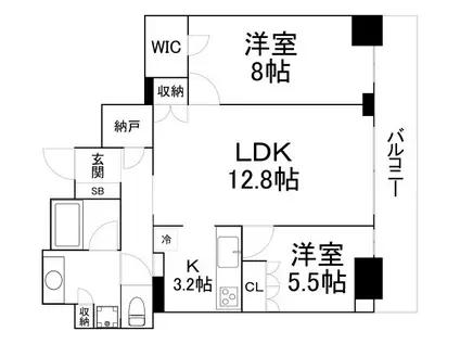 大阪ひびきの街 ザ・サンクタスタワー(2LDK/45階)の間取り写真