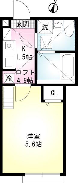七島ハイム(1K/2階)の間取り写真