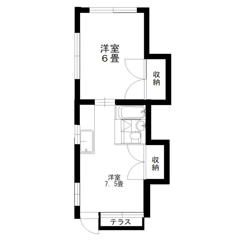 フラットムナカタ(1DK/1階)の間取り写真