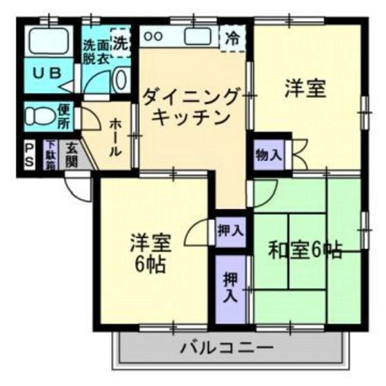メゾニティーブラッサムA(3DK/2階)の間取り写真
