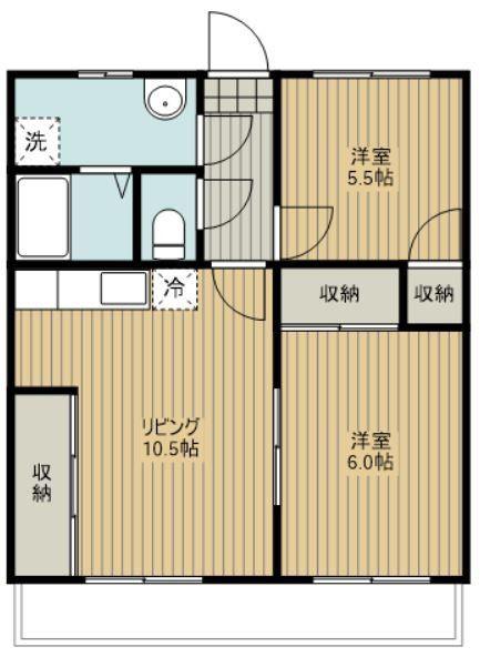 シャトレ山の手(2LDK/3階)の間取り写真