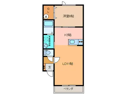 エスポワール2008(1LDK/3階)の間取り写真