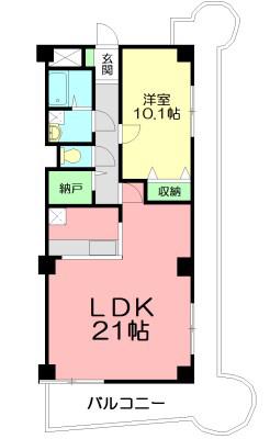 スクリップス(1LDK/7階)の間取り写真