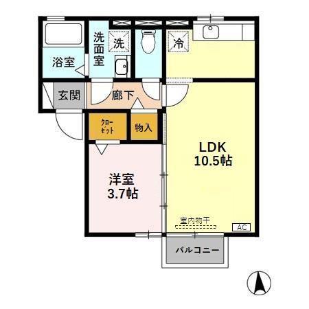 ウィルモア壱番館(1LDK/1階)の間取り写真