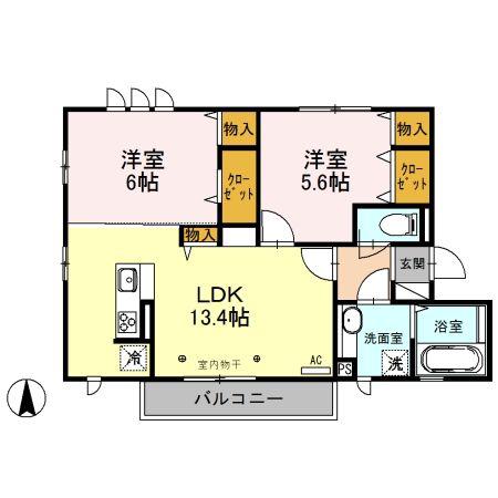 グラン・シャリオ(2LDK/2階)の間取り写真