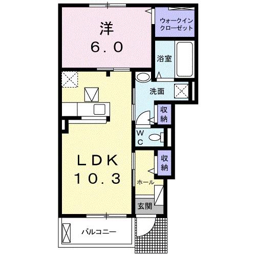ディスティーノ(1LDK/1階)の間取り写真