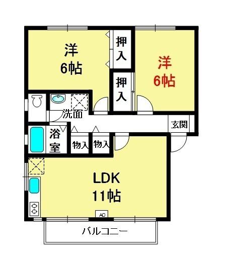 ルシオールIII(2LDK/2階)の間取り写真