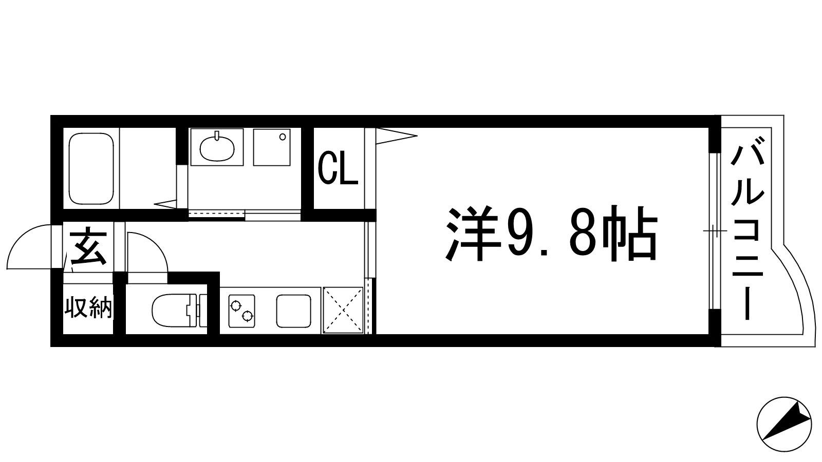 ランデュール逆瀬川(1K/1階)の間取り写真