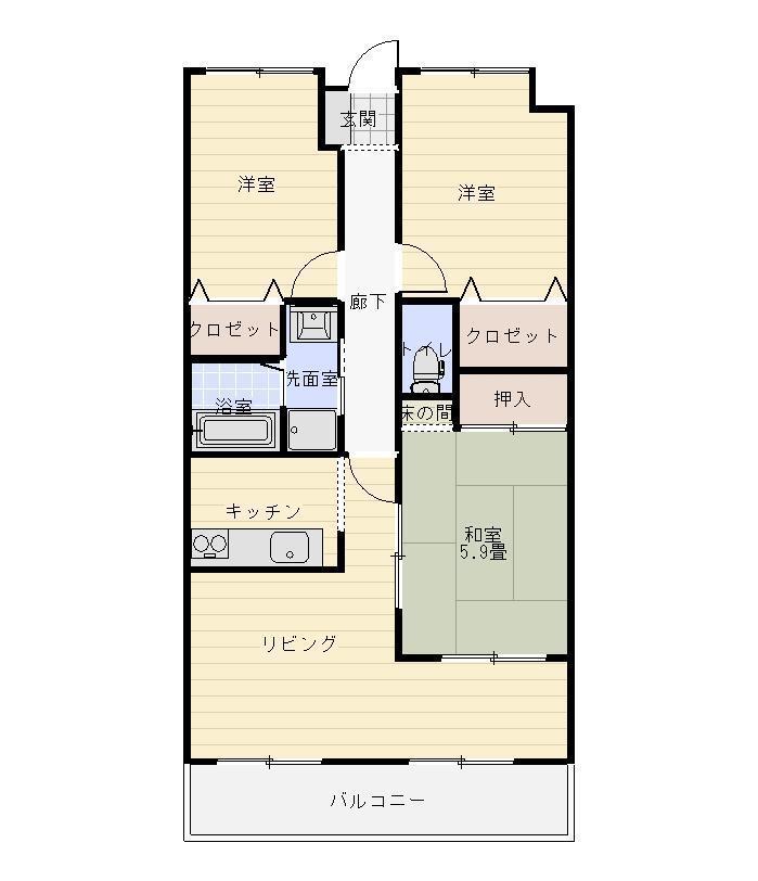 今治コーポラス(3LDK/9階)の間取り写真