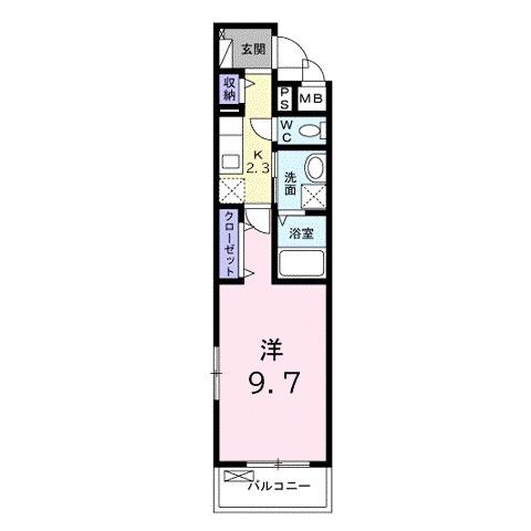 ベルセゾン(1K/2階)の間取り写真
