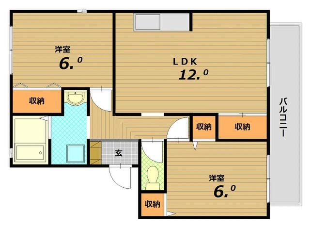 フレマリール白川台(2LDK/2階)の間取り写真