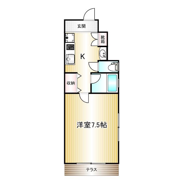 プラムハウス(1K/1階)の間取り写真
